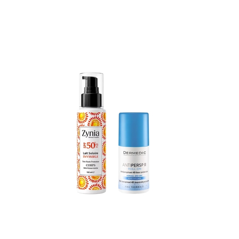 Pack Protection Solaire & Fraîcheur Zynia SPF 50+ & Dermedic Antiperspirant
