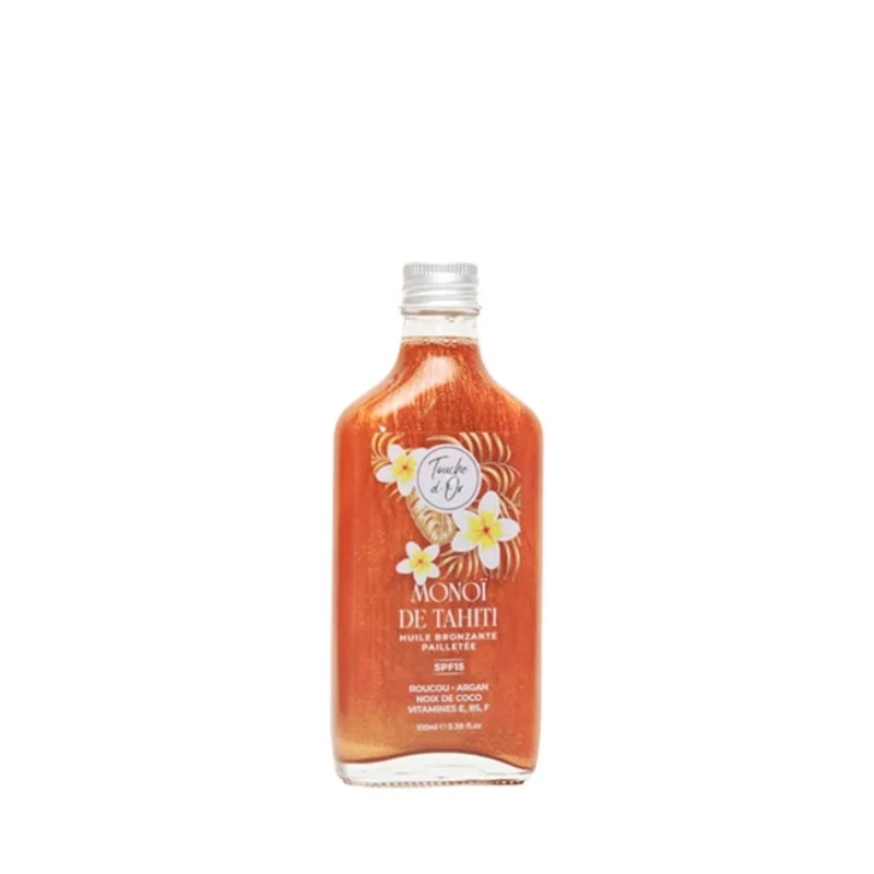 Touche d'Or Huile Bronzante Pailletée SPF 15 – Monoï de Tahiti 100 ml